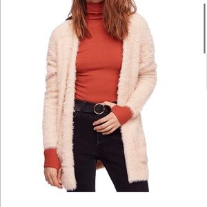 NWOT Free People Women Natural Faux Fur Cardigan in Sand/Beige (S)
